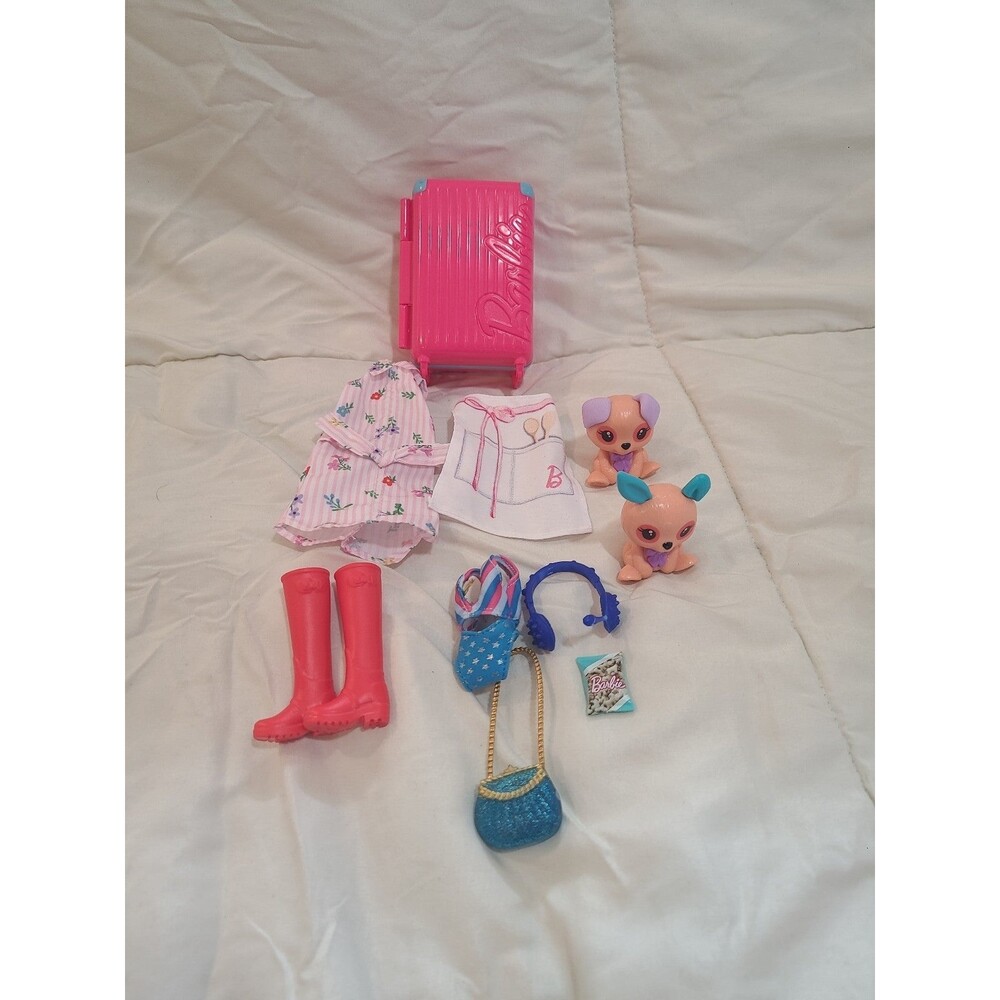 Pink Barbie Rolling Suitcase and Accessories